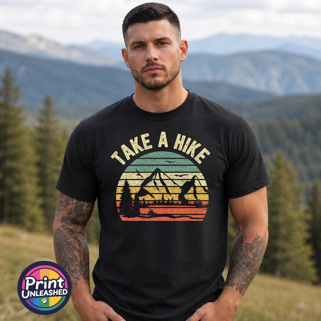 Take A Hike T Shirt Funny Hiking Tee Vintage Mountain Outdoor Adventure Gift