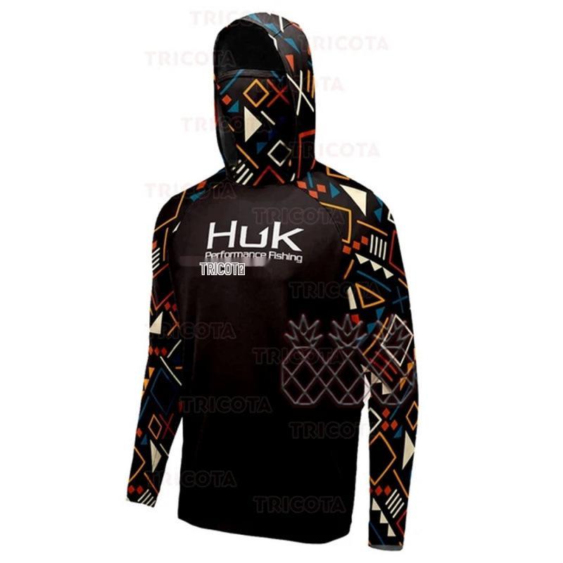 Мужская толстовка HUK с защитой от солнца и маской - с длинным рукавом для летней ловли на спиннинг