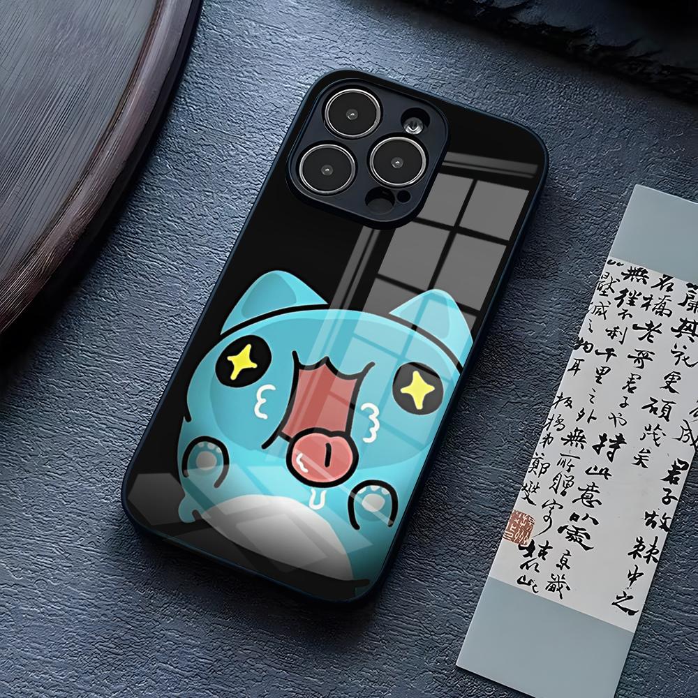Чехол для телефона Bug Cat C-Capoo для iPhone 16 Pro Max 17 14 15 Plus 13 Mini 11 12 X XR XS 8 7 Plus SE Стеклянная крышка