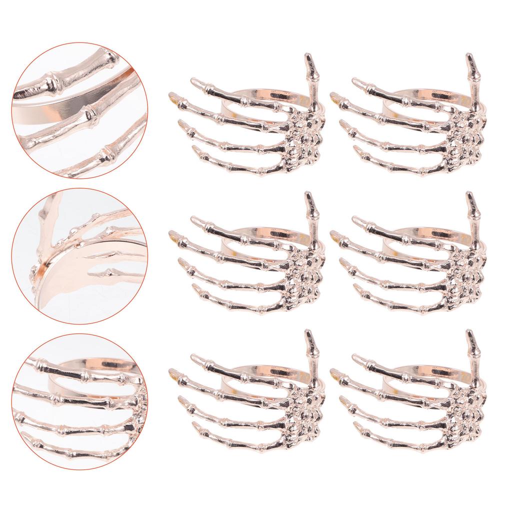 6 шт. Кольца для салфеток Хэллоуин Декоративные Сплав Призрак Ладонь Формы Держатели Стильные Украшения для Стола для Домашнего Декора