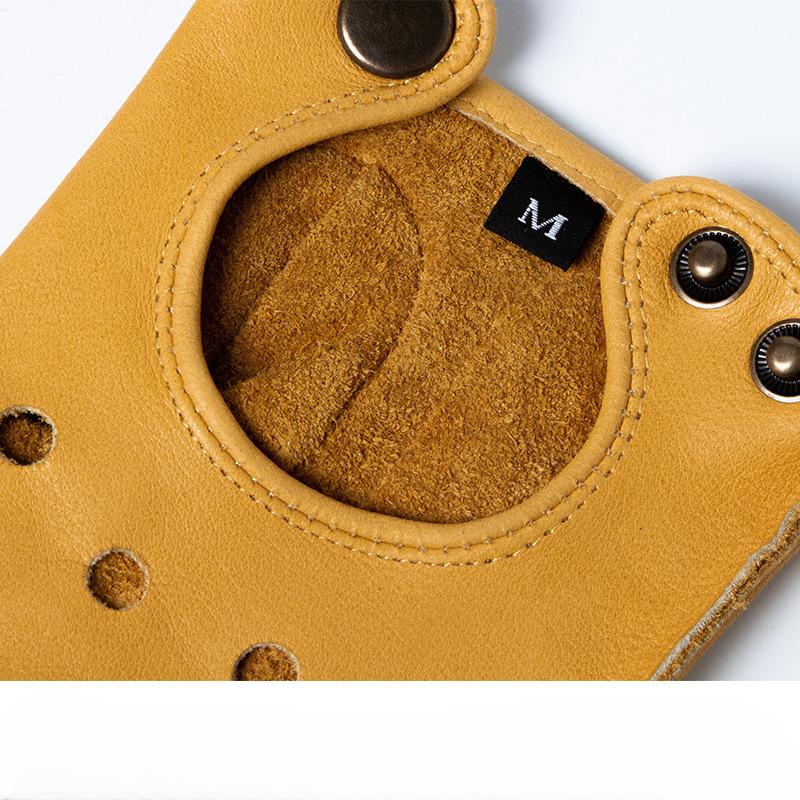 Retro Motorcycle Motorcycle Riding Leather Gloves Men Half Fingers Cowhide Outdoor Sports Driving Fitness Anti Slip Women