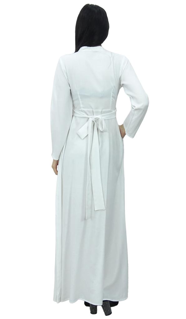 Bimba Женское платье-джильбаб с воротником-стойкой и карманами, длинный рукав