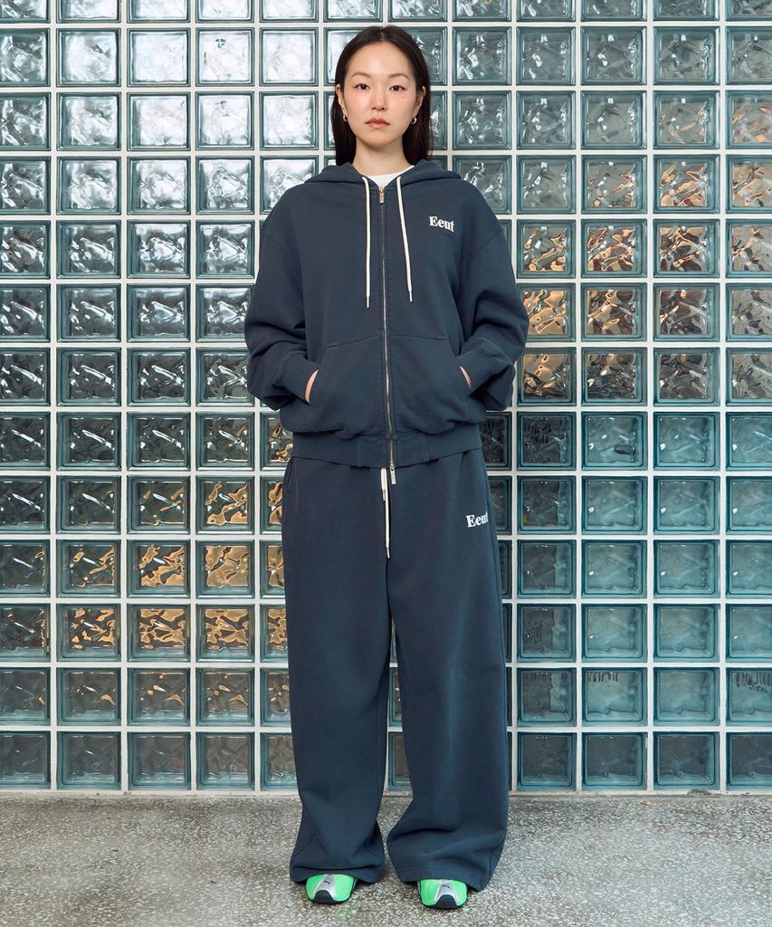 Eeut Eeut Basic Washed Sweat Zip-Up / Charcoal