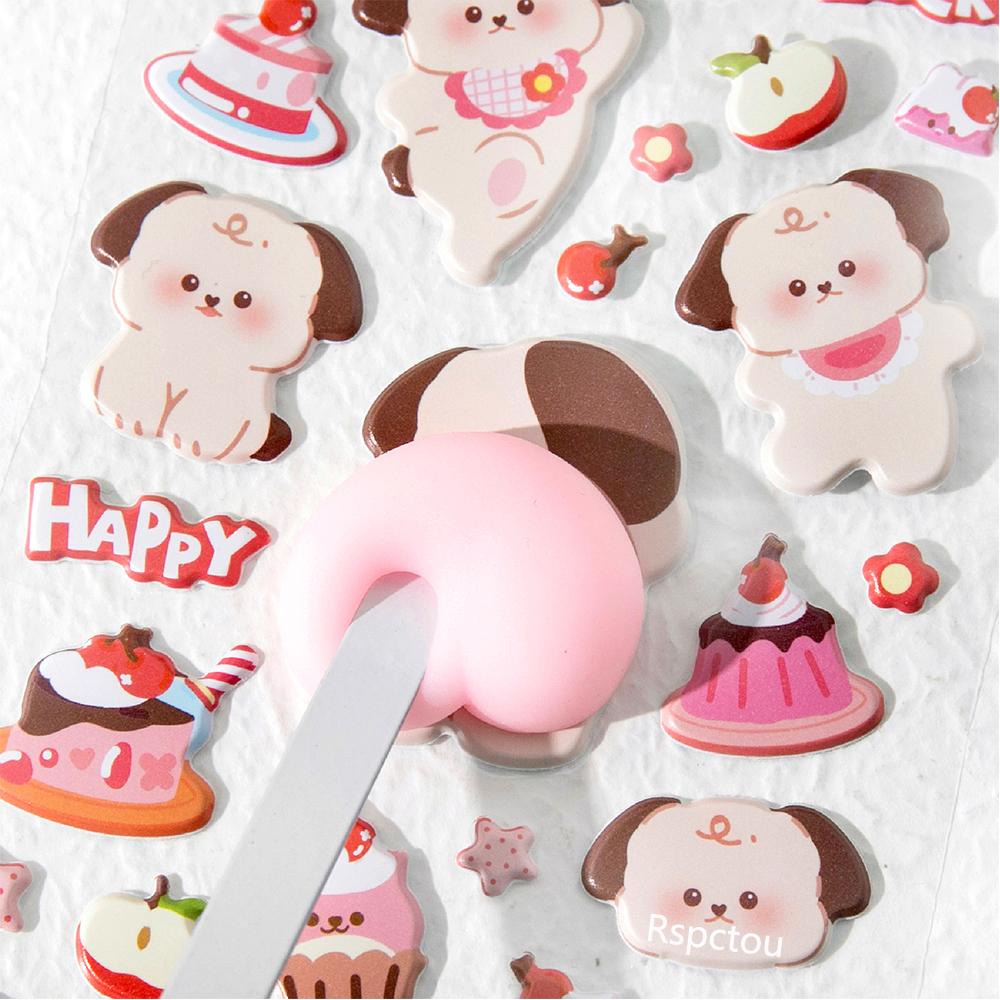 6 шт. Забавные Милые Животные Мягкие Наклейки на Ягодицы Kawaii Мультяшные Пузырчатые Наклейки Водонепроницаемые Игрушки-Антистресс 3D Объемные Наклейки Подарочные Награды