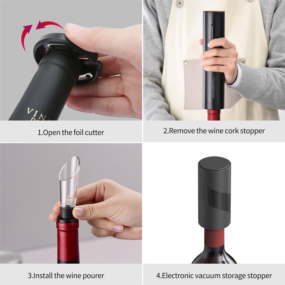 Новый электрический штопор для вина, подарочный набор, кнопка с одним нажатием, автоматический штопор для вина, работающий от батареек, с электрической пробкой