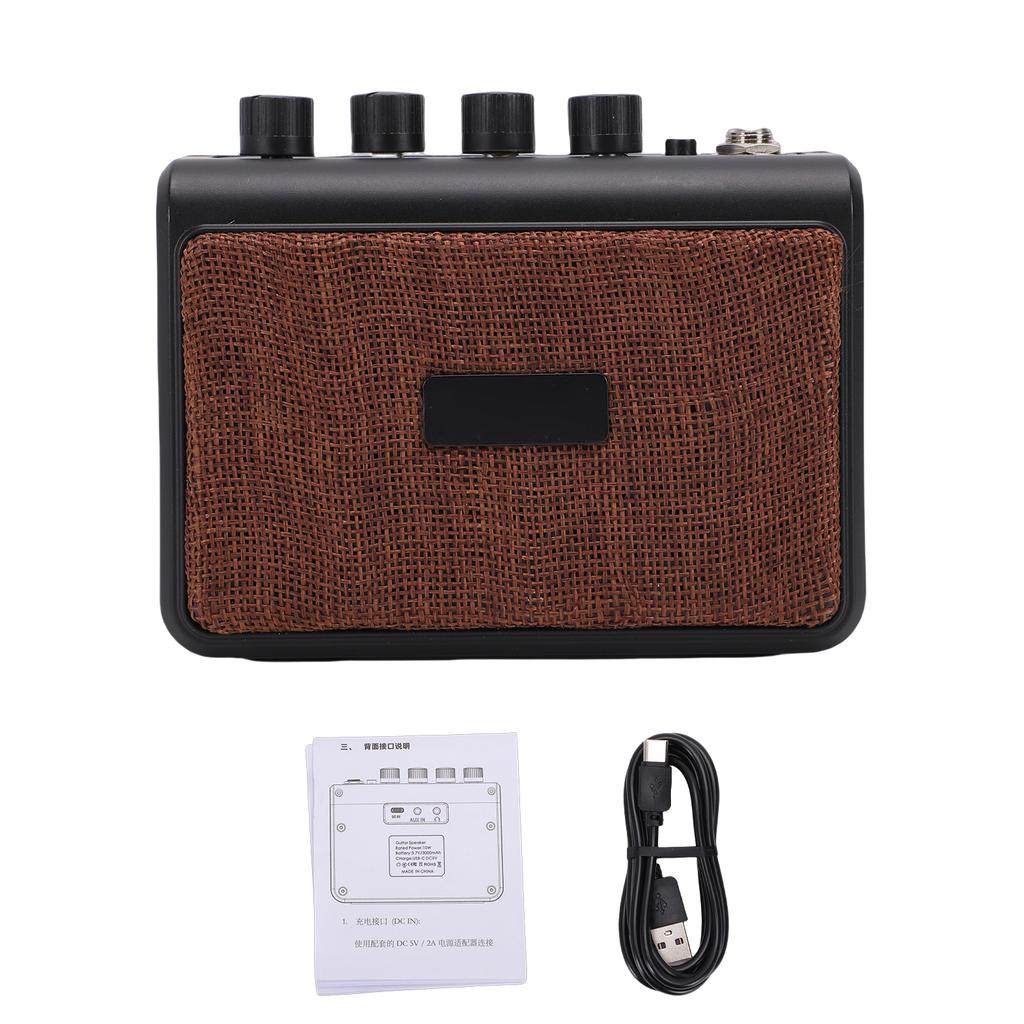 Портативный гитарный усилитель 10 Вт, Bluetooth-динамик, 2 канала Clean/Distortion, AUX-вход, разъем для наушников, перезаряжаемый, бесшумный, для улицы
