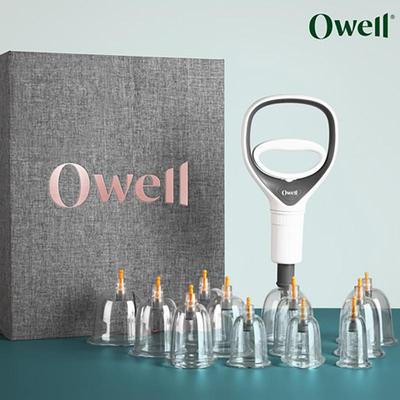 Премиальный набор для баночного массажа Owell – 12 банок со шлангом и ручным насосом, корейский