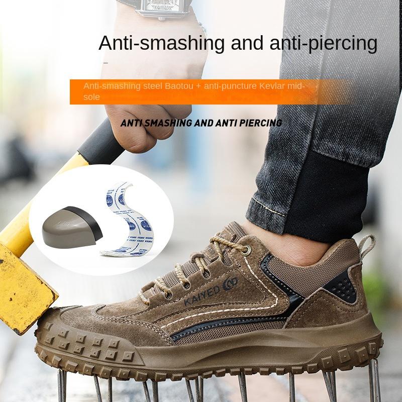 Labor Insurance Shoes Men's Anti-smashing, Anti-piercing, Wear-resistant Soft-soled Steel Bag Head, Breathable Leather Anti-scalding Work Shoes