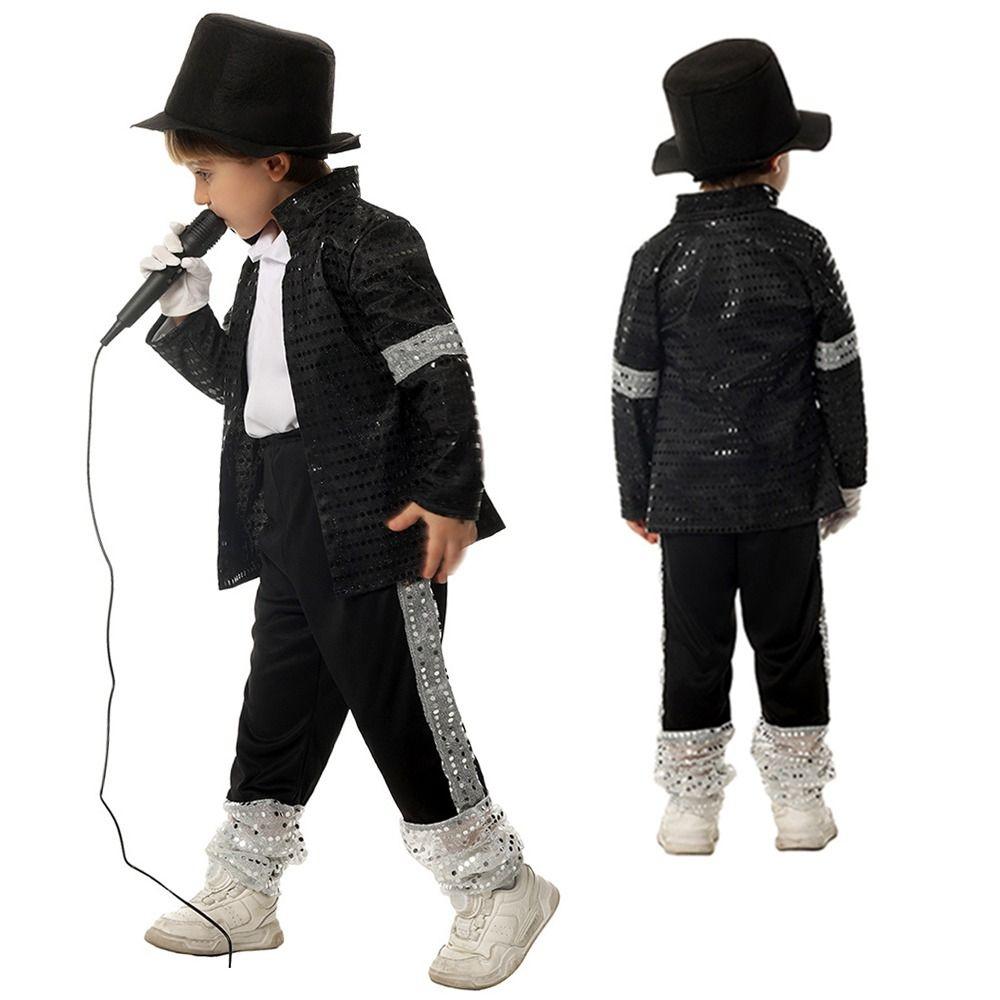 Костюм для косплея Billie Jean Карнавальный Черный Костюм Танцевальный Костюм Дети Мальчики Девочки
