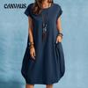 Women's Spring Summer Loose Casual Solid Color Pocket Dress