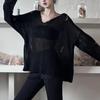 Summer New Thin and Transparent Perforated Basic Versatile Loose Sweater Cover Sweater Design Sense Knit Sweater
