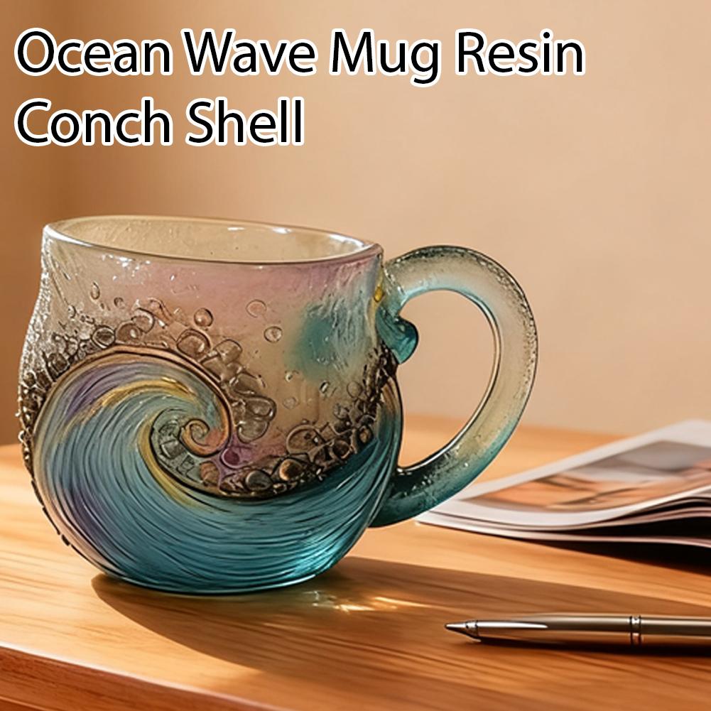 Beach Mug Sea Resin Wave Cup Wave Glass Unique Textured Beach Lovers Themed Mug Sea Theme Water Tea Cup Coffee Glass Mug