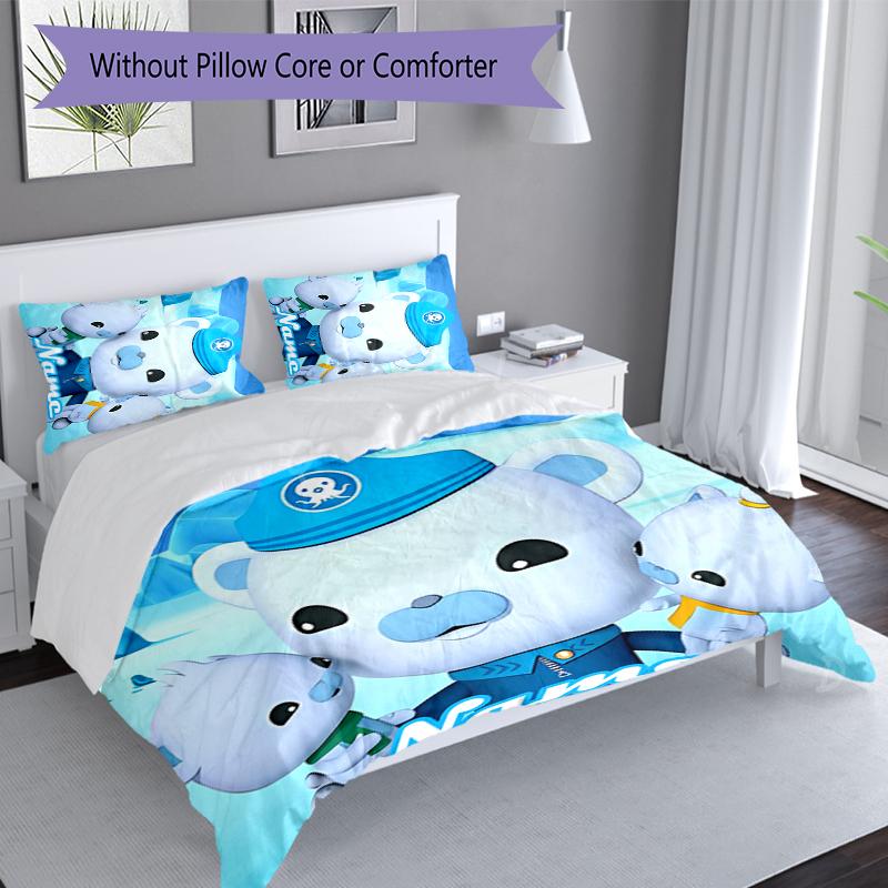 3pcs Custom Name Octonauts Bedding Set,Includes 1 Duvet Cover and 2 Pillowcases,All-season Bedroom Decor