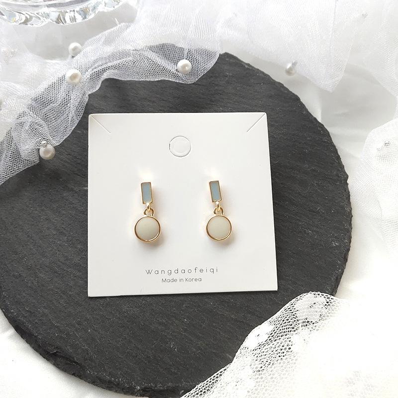 Geometric Round Dangle Earrings for Women Collision Color Rectangle Enamel Oil Trendy Party Dangle Earrings Korean Jewelry