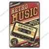 Retro Music Metal Tin Signs - Ideal for Music Party! Features CD, Radio, Guitar. Decor for Bar, Club, Living Room.