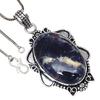 Pendant Sodalite Gemstone Handicraft Valentine'Day Gift Silver Jewelry 2.25"