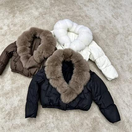 Big fur collar short cotton-padded clothes for women's autumn and winter small fragrant cotton clothes thickened warm cotton clothes for women's jac