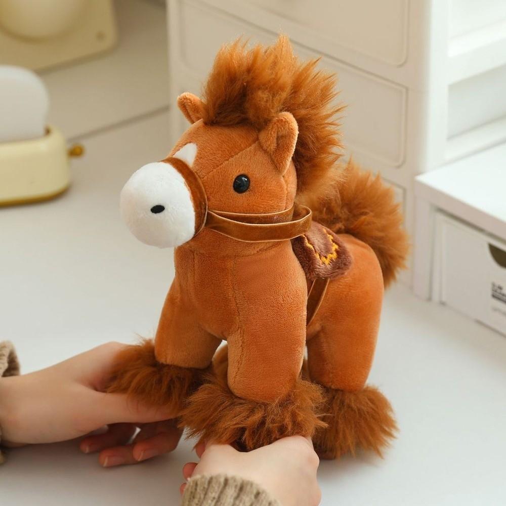 Cute Horse Plush Toys Simulation Zodiac Pony Figurine 2026 Horse Plush Doll Home Decoration