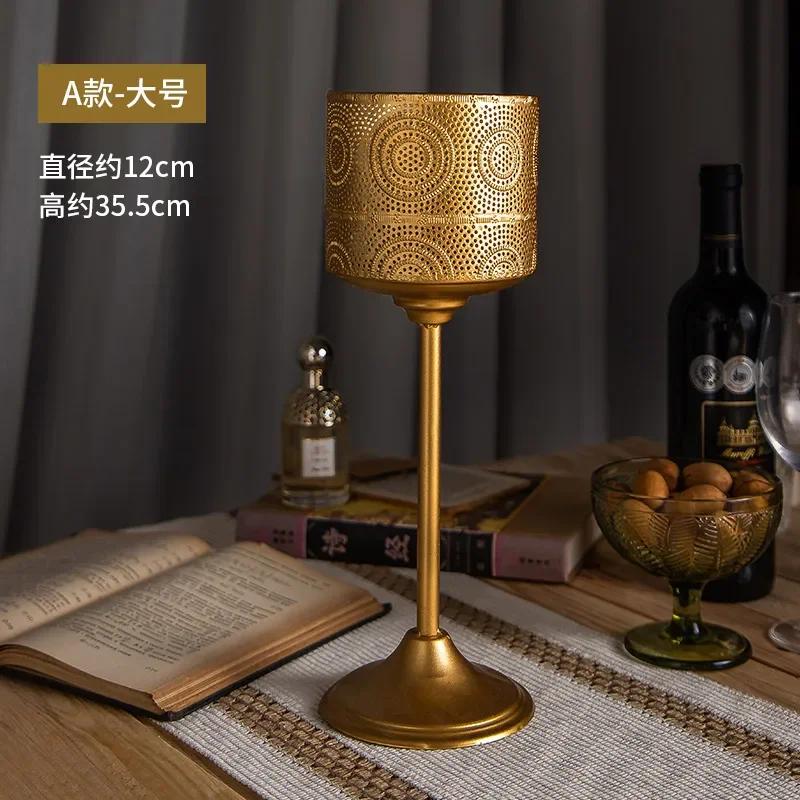 1 шт. Европейский стиль металлический подсвечник ювелирные изделия ручной работы полый узорчатый золотой подсвечник подсвечник для ужина
