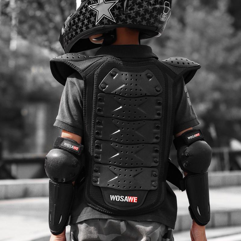 WOSAWE Kids Motorcycle Children Armor Vest Back Protection Motorbike Chest Back Protector Motocross Racing Vest Protective Gear