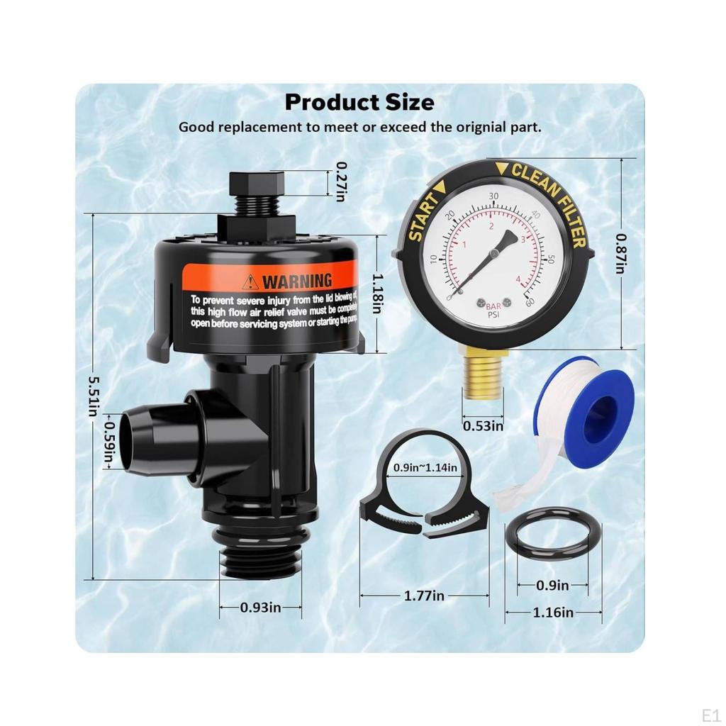 Air Relief Control with Pressure Gauge Replacement Pool High