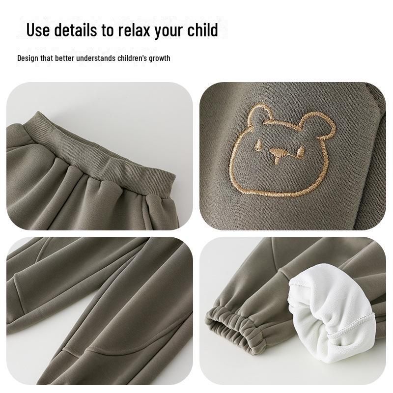 Cotton Hall Kids' Plus Velvet Winter Pants, Autumn/Winter Sports Pants for Boys and Girls