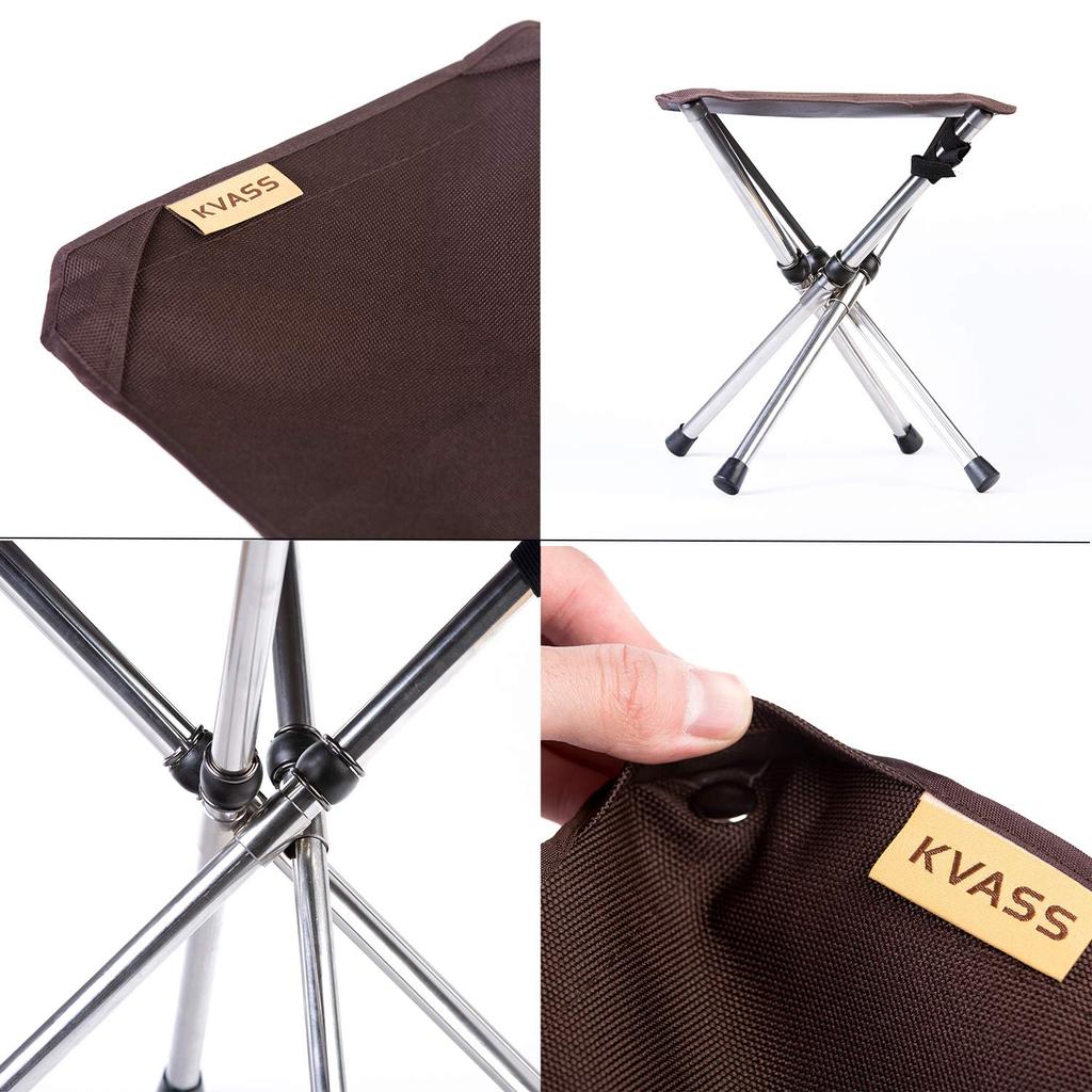 KVASS Outdoor Folding Weight Stainless Ultra with Storage Ideal for and Brown Chair, Compact, 80-100kg Capacity, Steel, Lightweight, Bag, Camping,