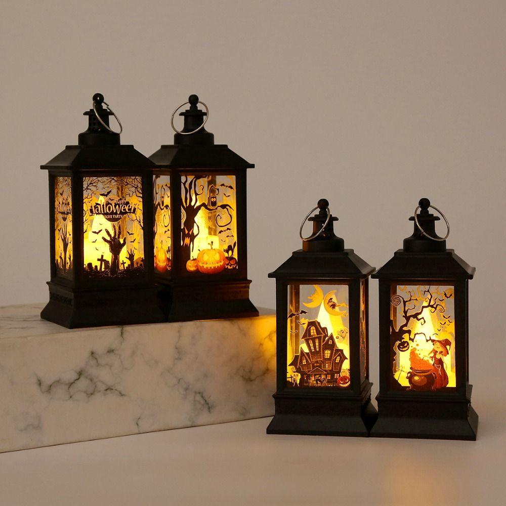 Luminous Halloween Portable Ghost Lights Witch Skull Castle Halloween Wind Lantern Party Supplies