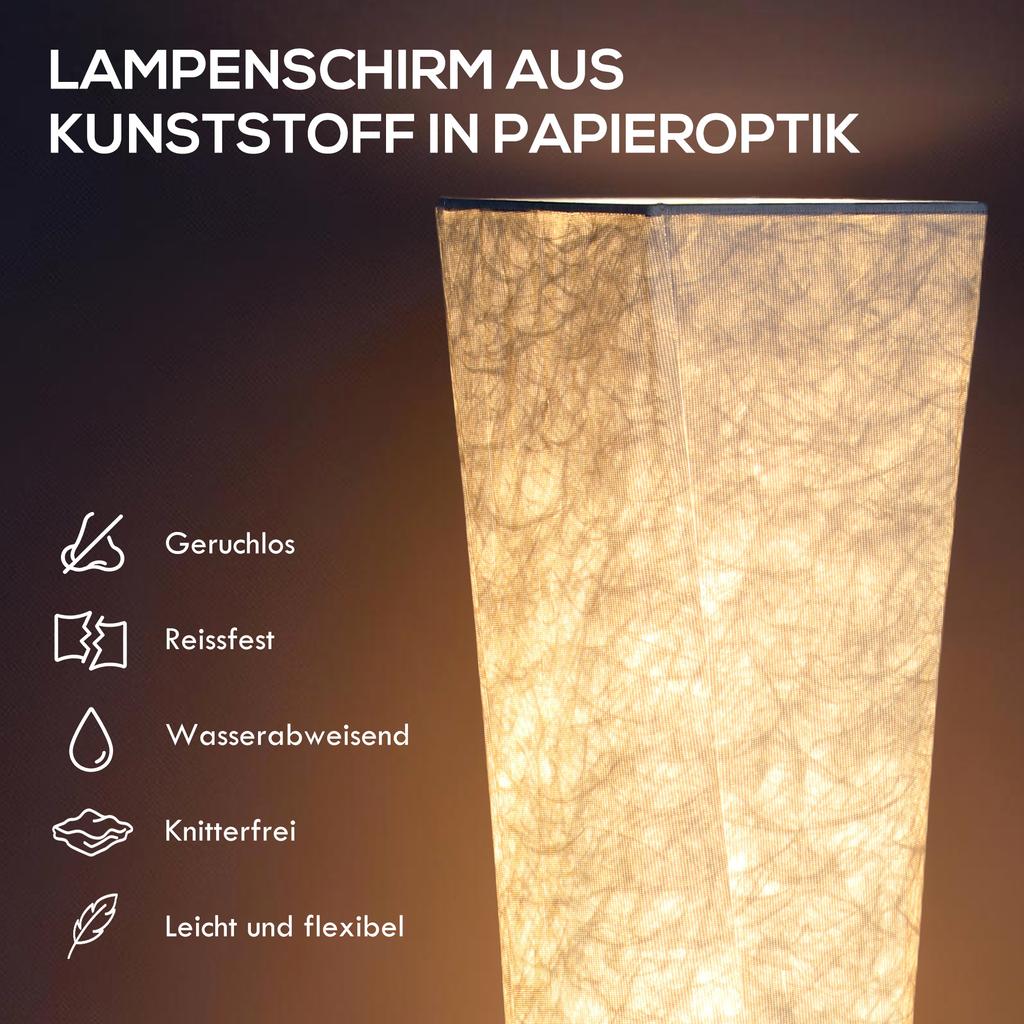 Floor Lamp with Paper Shade, Foot Switch, 3 Brightness Levels, White