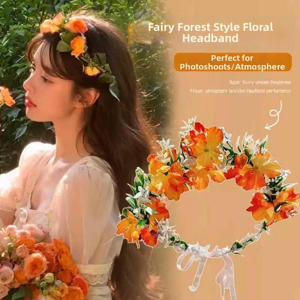 Colorful Bohemia Flower Crown Princess Wreath Girls Headdress  Wedding Baby Shower Decor