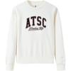 Comfortable Casual Simple Round Neck Pullover Sweatshirt Women Sweatshirt Ivory-White 162448729-1