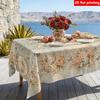 2D Flat Printing, 1pc, French-style Vintage Printed Tablecloth, Polyester Material, Featuring Pink/white Floral, Vine Branches, Leaves, and Butterfly 