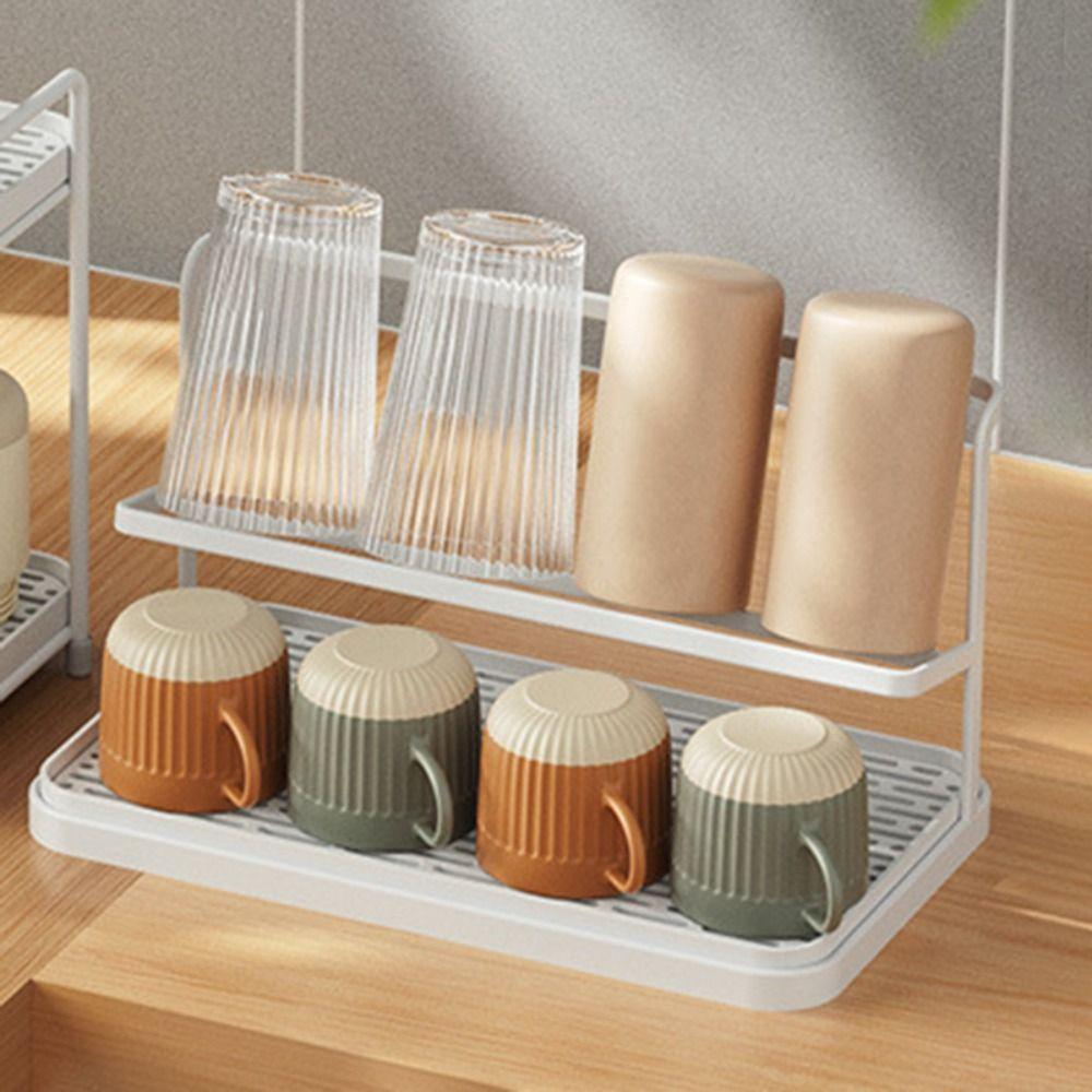 Removable Bottle Drying Rack with Drain Tray Mug Organizer Coffee Cup Drain Holder Countertop