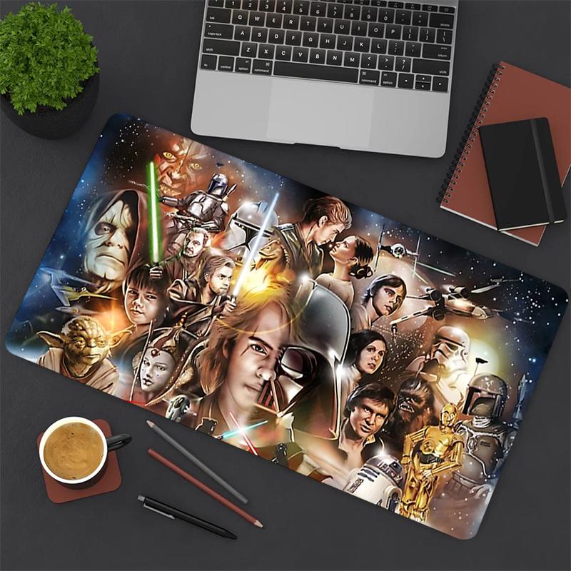 1Pc Star Wars Characters Collage Gaming Mouse Pad Keyboard Desk Mat Non-slip Rubber Lock Edge Waterproof Computer Mousepad for Office Home Decor S115