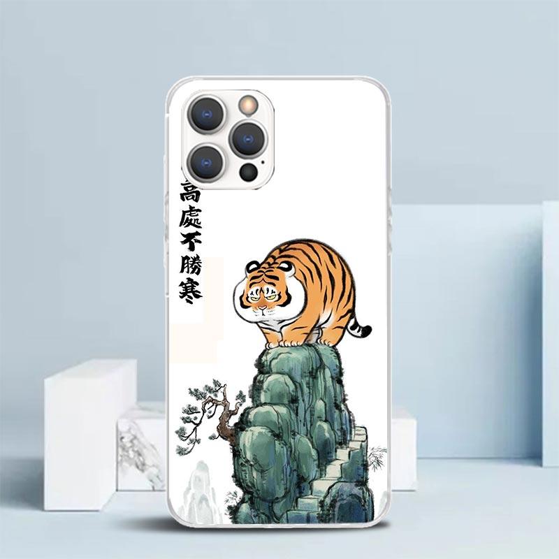 Мультяшный Толстый Тигр Мягкий Чехол для iPhone 16 17 Air 15 14 Pro Max 16E Чехол для Телефона 13 Mini 12 11 7 SE 8 Чехлы с Рисунком Подходящие 16 1