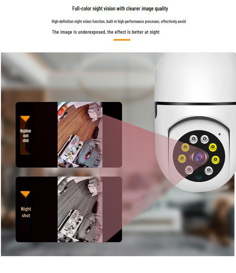 360° Wireless Surveillance Light Bulb Camera with Mobile Remote and Full-Color Night Vision HD Monitoring
