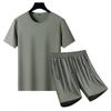 Summer Thin Ice Silk Plus Size Short Sleeved Set for Men's Sports and Leisure, Loose Fit Fitness, Quick Dry Ice Sensation Two-piece Set
