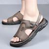 Модные пляжные мужские дышащие сандалии, летняя кожаная ажурная мужская обувь, простые мужские удобные тапочки 2024 года, новые классные роскошные сандалии