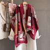 New Fashion Horse Jacquard Scarf Women's Autumn Office Imitation Cashmere Warm Shawl Coat Decorative Scarf