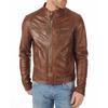 Men's Genuine Lambskin Tan Antique Leather Jacket Stylish Motorcycle Bomber Biker Outerwear MJ 21