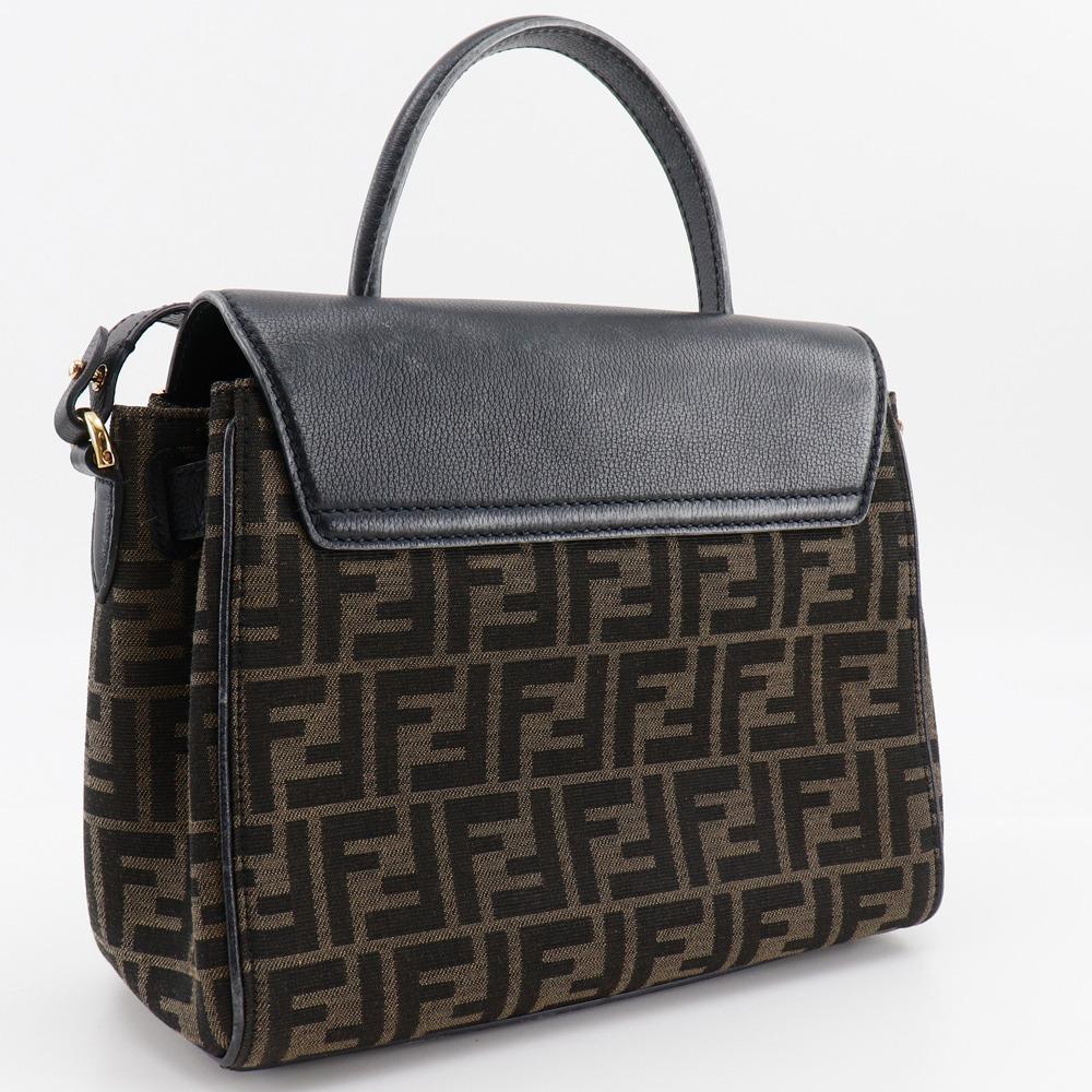 Fendi Сумка La Medusa Zucca x Versace Fender 2WAY через плечо Черный / Коричневый Нейлоновый канвас/кожа Женская Б/у