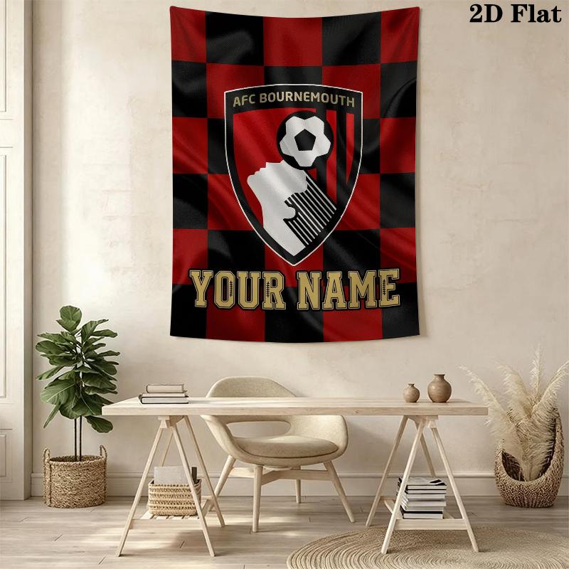 Custom Name Afc Bournemouth Wall Tapestry Aesthetic Wall Hanging Printed Fabric Blanket Decorative Tapestries for Bedroom Living Room Home Decor