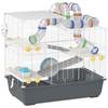 Dwarf hamster cage, 4 levels, tunnel system, hut, accessories, top opening, 78 x 45 x 73 cm, grey