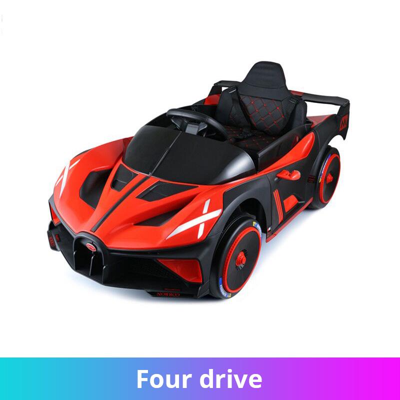 Детская электрическая четырехколесная игрушечная коляска для бездорожья с дистанционным управлением, двойным приводом и музыкальной светодиодной подсветкой Bluetooth