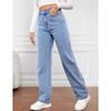 S-6XL European/American High Waist Women's Jeans Light Color Washed Loose Wide Leg Large Size Straight Jeans Women's Pants