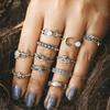Retro 11Pcs Set Silver Gold Boho Fashion Arrow Moon Midi Finger Knuckle Rings Jewelry