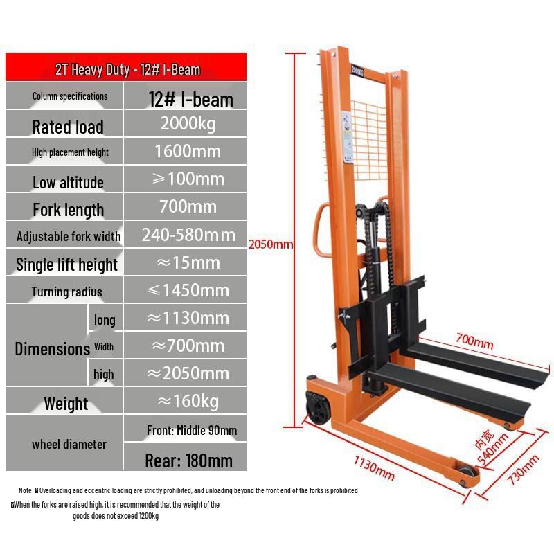 Manual Hydraulic Forklift Stacker: 1, 2, 3 Ton Capacity, Full/Semi-Electric, Hand Push