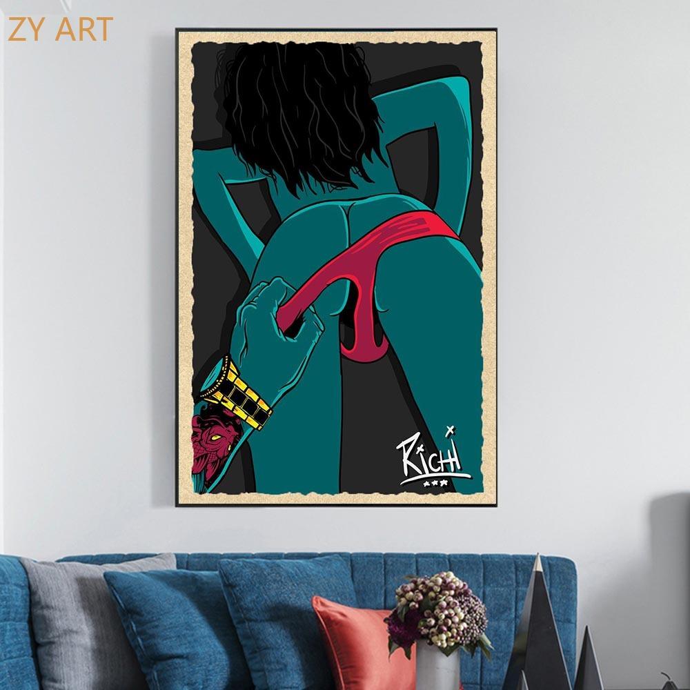 Абстрактная поп-арт сексуальный постер обнаженного искусства женская картина маслом современный бар Cuadros семейная спальня украшение стены