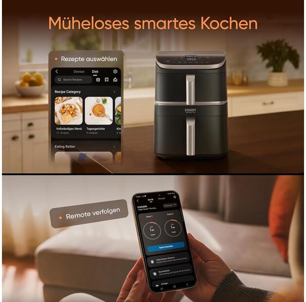 Фритюрница Cosori Turbo Tower Pro Smart черная/серебристая (CAF-DC113S-ADE)