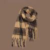 Уютная клетчатая шаль: Зимний темно-коричневый утолщенный теплый шарф 2023 года